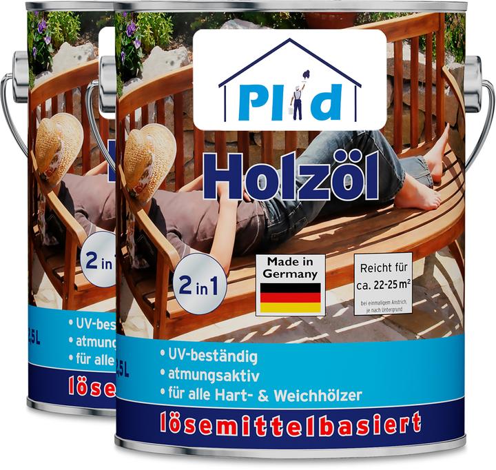Produktbild Plid Holzöl 5L, für ca. 50m² / Holzschutz Imprägnier Pflegeöl Gartenmöbel (Douglasie, 5 l)