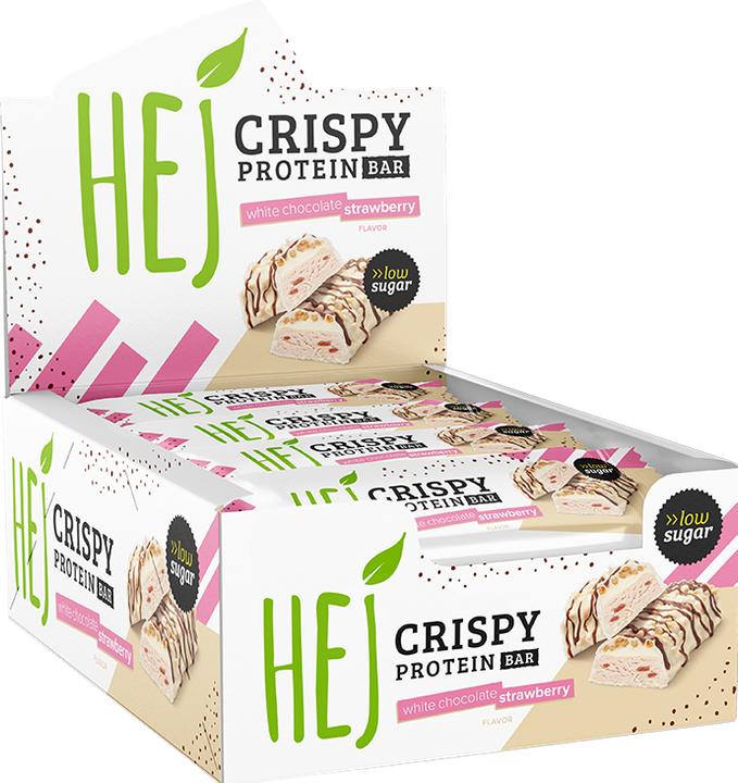 Actual product image HEJ Nutrition HEJ Crispy Protein Bar (12 x 45g) (White chocolate, Strawberry, 1 pcs., 540 g)