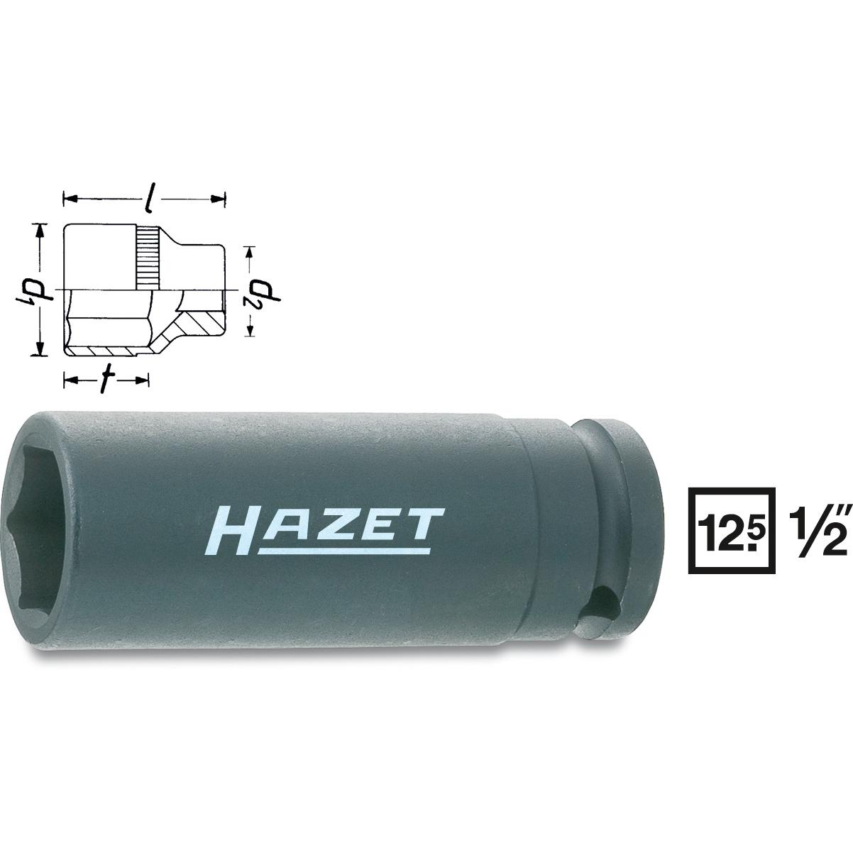 HAZET, Steckschlüssel + Stecknuss, Schlag-, Maschinenschrauber Steckschlüsseleinsatz ∙ Sechskant 900SLG-27 ∙ Vierkant12,...