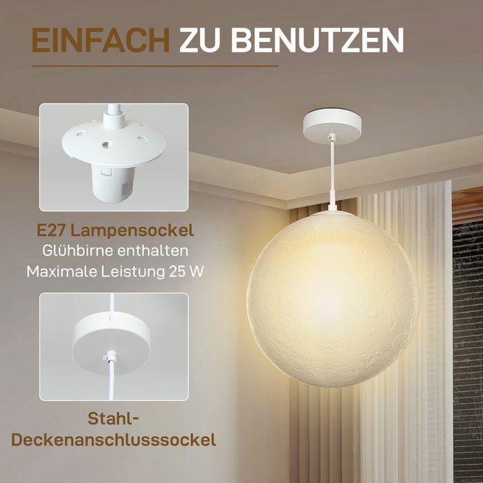 Produktbild Swisshandel24 3D Mond Pendelleuchte Hängelampe mit APP-Steuerung, Musik, Cremeweiss (E27, 806 lm)