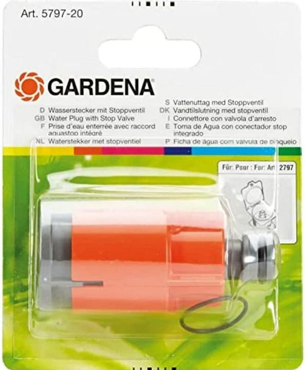 Produktbild Gardena Wasserstecker mit Stoppventil (Regulierstop, 21 mm)