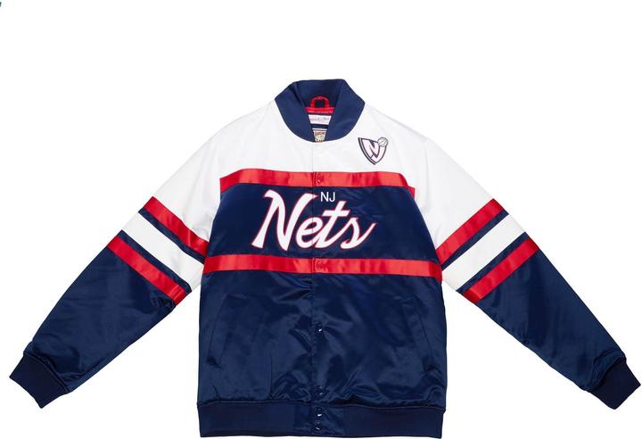 Actual product image Mitchell & Ness M&N Heavyweight Satin Veste - SCRIPT New Jersey Nets (XL)