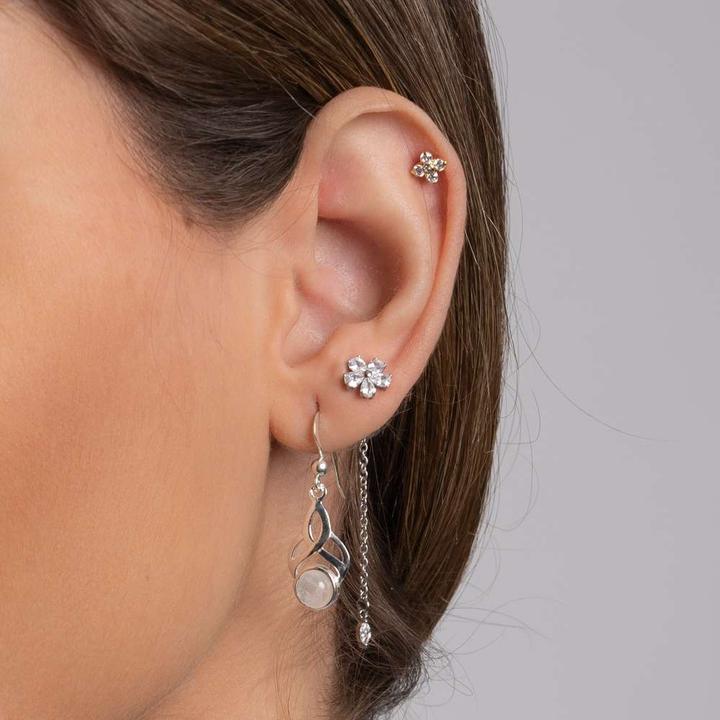 Image du produit Bijouteria Piercing d'oreille (Acier chirurgical 316L, Argent 925, Zircone, Revêtement PVD (couleur or))