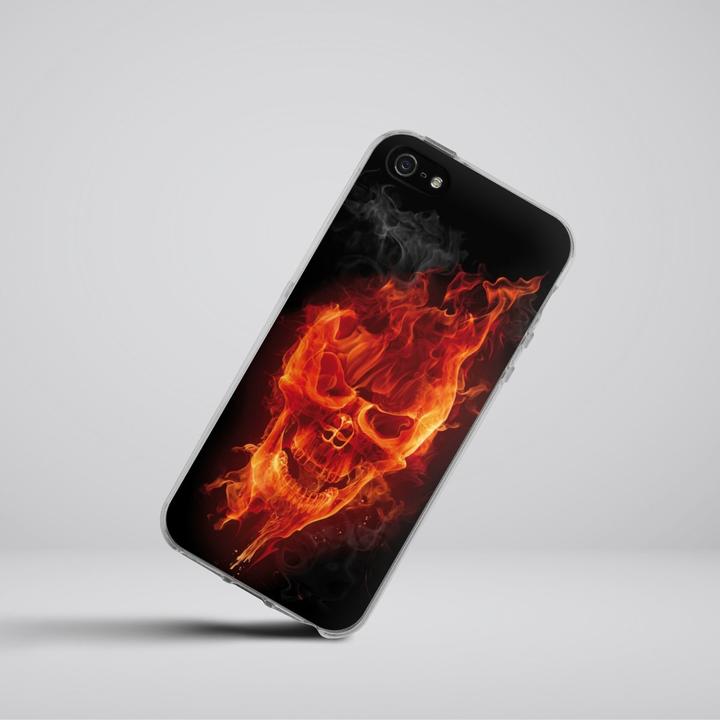 Actual product image DeinDesign Silikon Hülle für Apple iPhone 5s Handyhülle Case Smartphone Schutzhülle Feuer Schädel Totenkopf (Apple iPhone 5s)