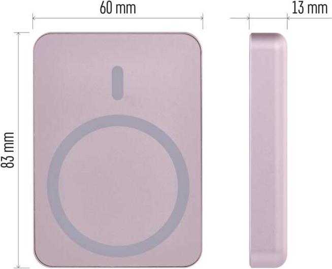 Actual product image Emos Powerbank WI 522, 5 000 mAh, 20 W+Wireless, lachs (5000 mAh, 20 W, 19.25 Wh)