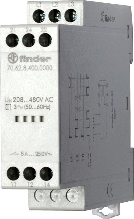 Actual product image Finder Phase failure relay 8A, DPDT, 208-480vac