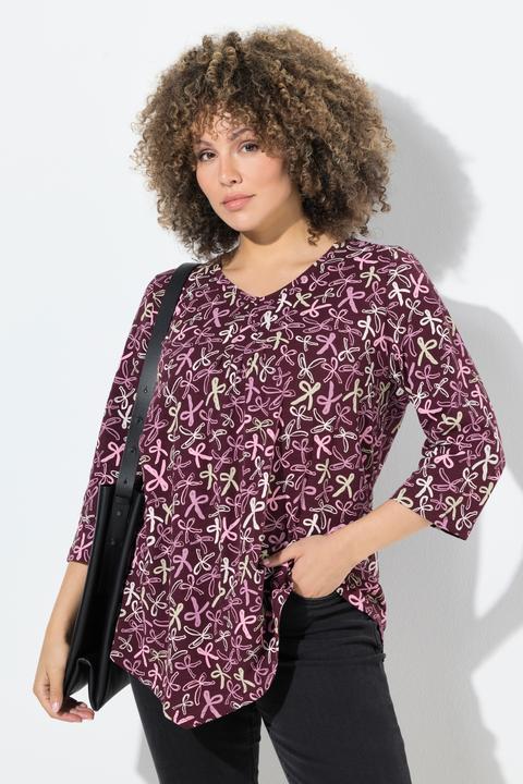 Immagine prodotto Ulla Popken Maglia dal taglio svasato con pieghe decorative, scollo a V e maniche a 3/4 (62)