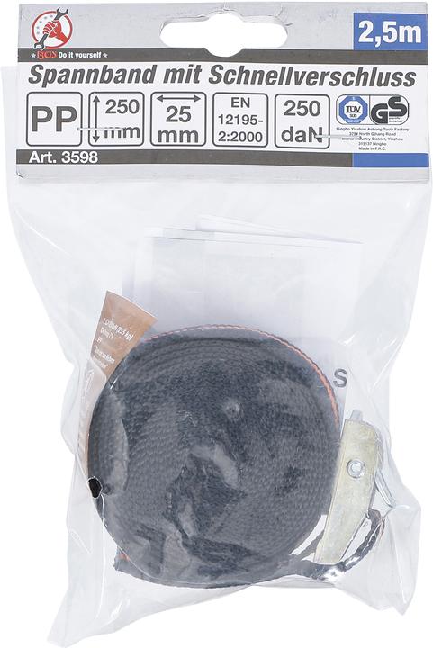 Actual product image BGS Ratchet Tie Down Strap with Quick Lock 2.5 m x 25 mm (2500 mm)