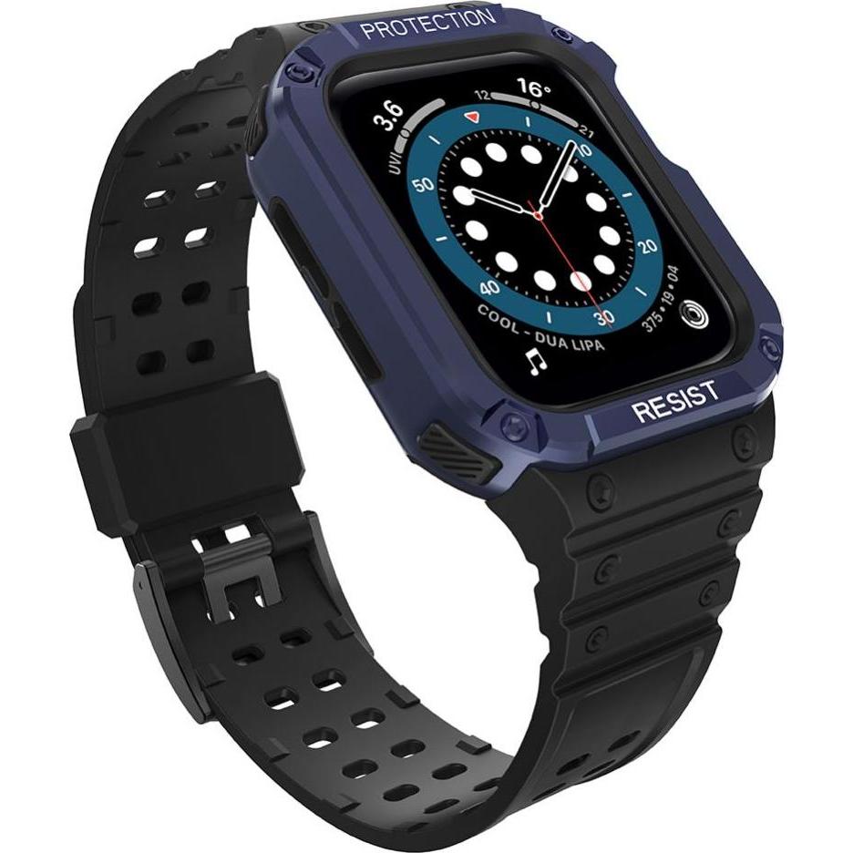 Hurtel Protect Strap Band Band with Case for Apple Watch 7 / SE (41/40 / 38mm) Case Armored Watch Cover Bla, Uhrenarmban...