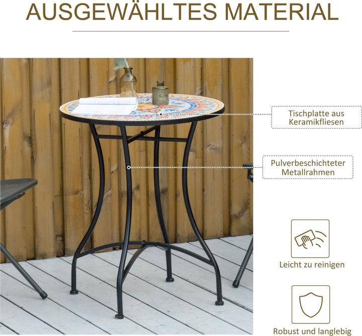 Produktbild Outsunny Gartentisch mit Mosaikplatte (60 cm)