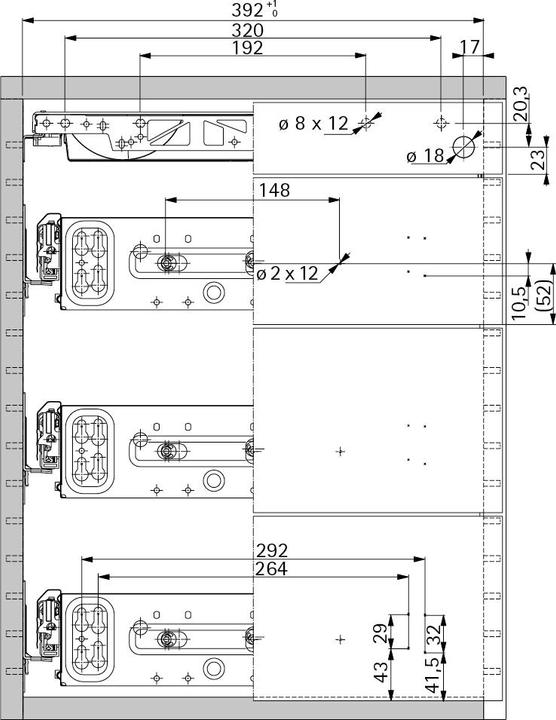 Image du produit Hettich Schreibtischcontainer-Set VAZ mit Silent System 1 HE + 2 HE + 2.5 HE + 2.5 HE