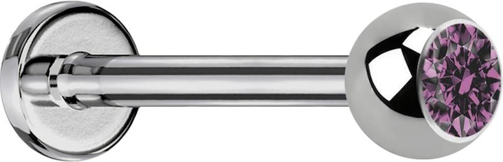 Produktbild Star Piercing Micro Labret silber mit Kugel und Kristall hellviolett (ohne Messing, Titan G23)