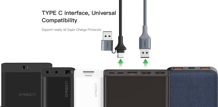 Actual product image Orsen S8 2-IN-1 USB and Type-C 5A 1.5m black (1.50 m)