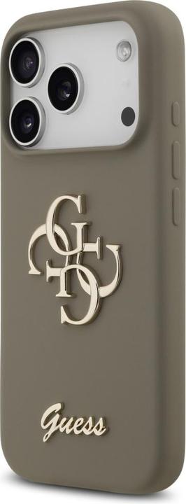 Produktbild Guess 4G Silicone Script Big Metal Logo Case für Apple iPhone 17 Pro - brown (Apple iPhone 17 Pro)