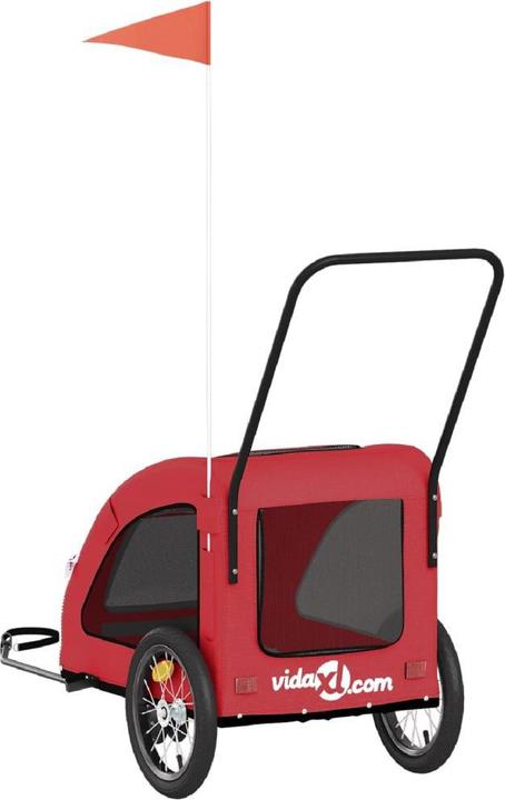 Produktbild vidaXL Fahrradanhänger Hunde Rot Oxford-Gewebe und Eisen