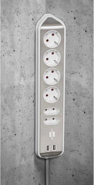 Actual product image Brennenstuhl estilo corner pedestal 6-fold (6x, CEE 7/16, 2 m)