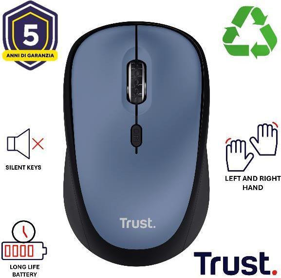 Actual product image Trust Computer mouse Datorpele Yvi+ Silent Blue (Wireless)