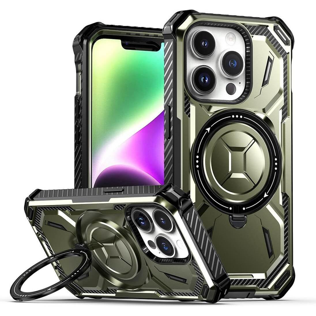 Cover-Discount iPhone 15 Pro - Armor Case mit Kickstand grün (Apple iPhone 15 Pro), Smartphone Hülle, Grün