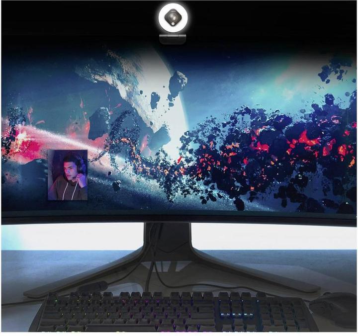 Produktbild LogiLink UA0384 Webcam LL1 Stream, USB 2.0, HD 1920x1080, 76 degree, black (2.10 Mpx)