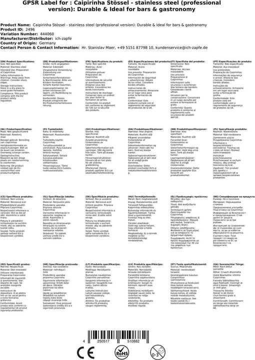 Actual product image Ich-zapfe Caipirinha pestle stainless steel (Bar pusher)