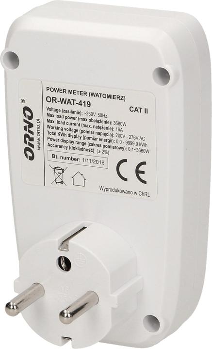 Produktbild Orno OR-WAT-419, 200 - 276 W, LCD, Knapper, 63 mm, 75 mm, 107 mm