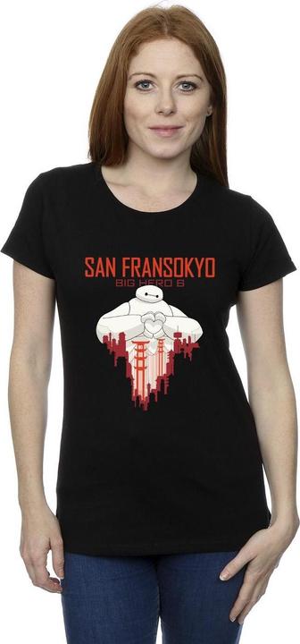 Actual product image Disney Womens/Ladies Big Hero 6 Baymax San Fransokyo Heart Cotton T-Shirt (XXL)