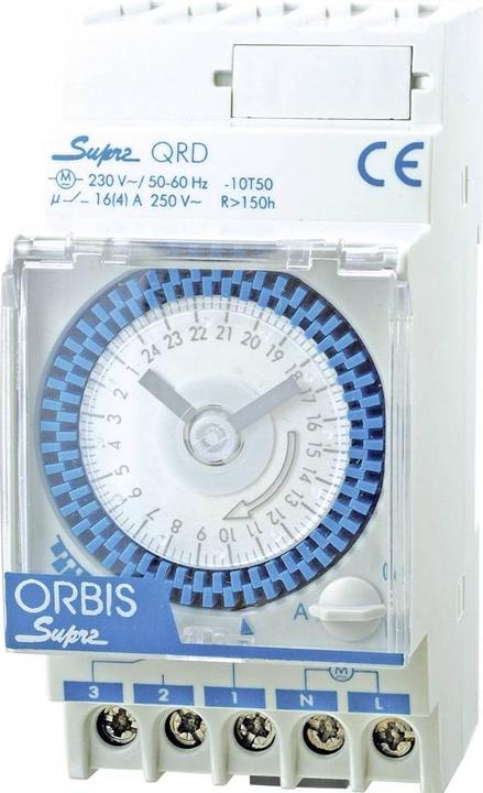 Actual product image Orbis DIN rail time switch Analogue distribution time switch SUPRA QRS 230V