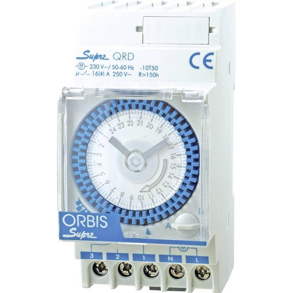 Orbis, Zeitschaltuhr, Hutschienen Zeitschaltuhr Analoge Verteilerschaltuhr SUPRA QRS 230V