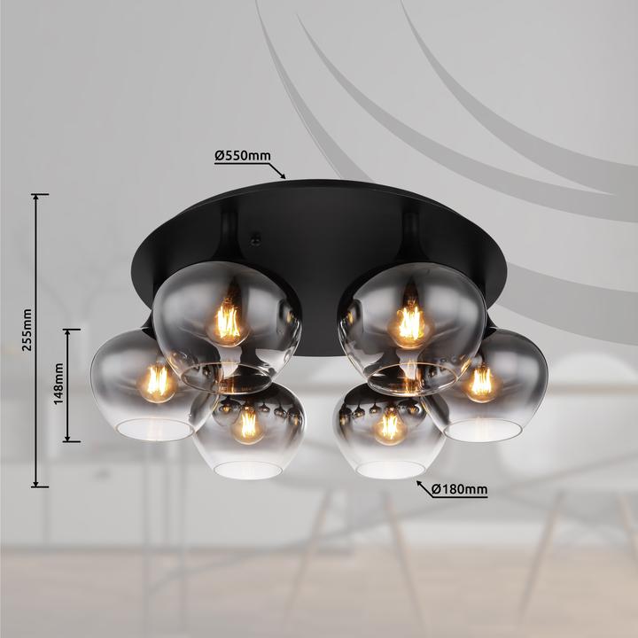 Actual product image Globo Ceiling light Maxy black matt 6xE27 (E27)