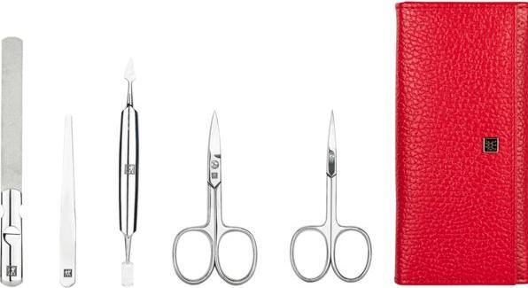 Actual product image Zwilling Push-button case, 5 pcs | leather | red (97438-003-0)