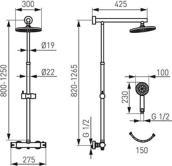 Produktbild FERRON Shower Set With Termost Mixer Np75-Trv7u