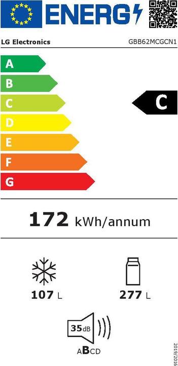Energie-Label LG GBB62MCGCN1 (384 l)