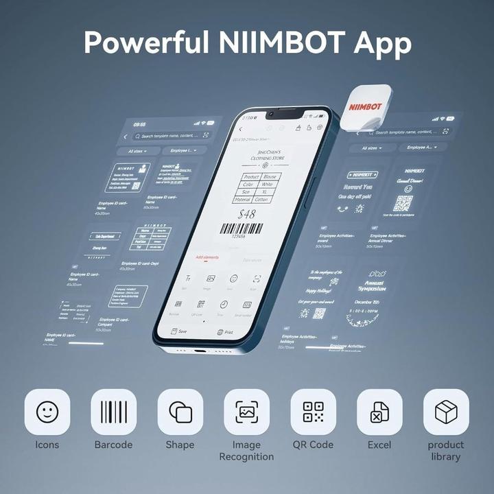 Actual product image Niimbot K3 -Etikettdrucker Blau (203 dpi)