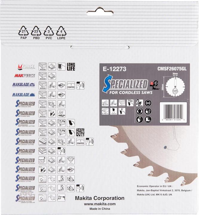 Actual product image Makita Saw blade 260x2,15x30, 75Z EFFICUT
