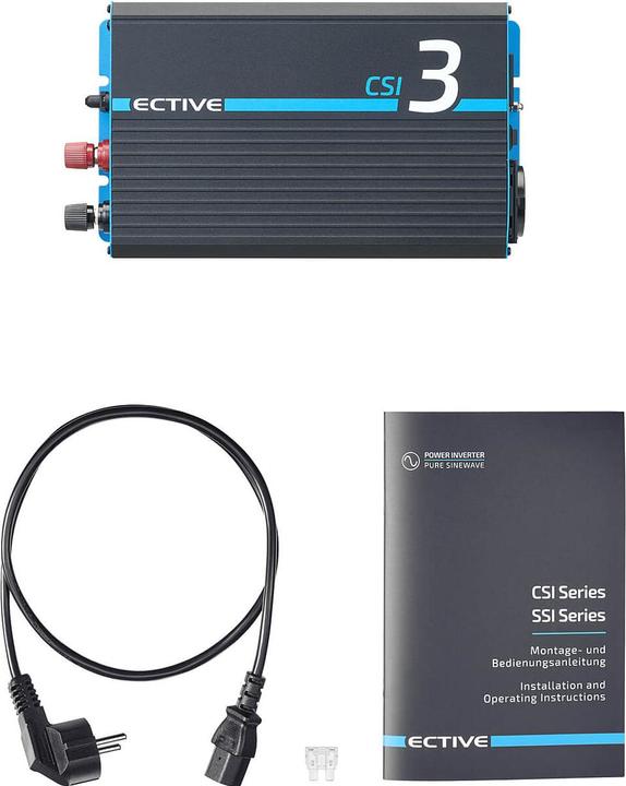 Produktbild Ective CSI 3 300W/12V Sinus-Wechselrichter mit Netzvorrangschaltung und Ladegerät (CH-Stecker)