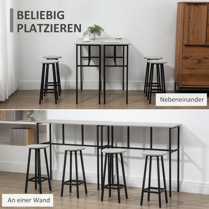 Produktbild Swisshandel24 Bartisch-Set, 6-teilig, Industrial Design, Spanholz Stahl Grau+Schwarz