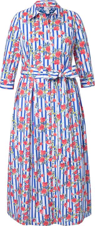 Immagine prodotto Ulla Popken Abito chemisier dal taglio svasato con fiori, colletto da camicia e maniche a 3/4 (62)