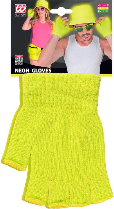 Produktbild Widmann Neon gelbe Fingerlose Woll Handschuhe