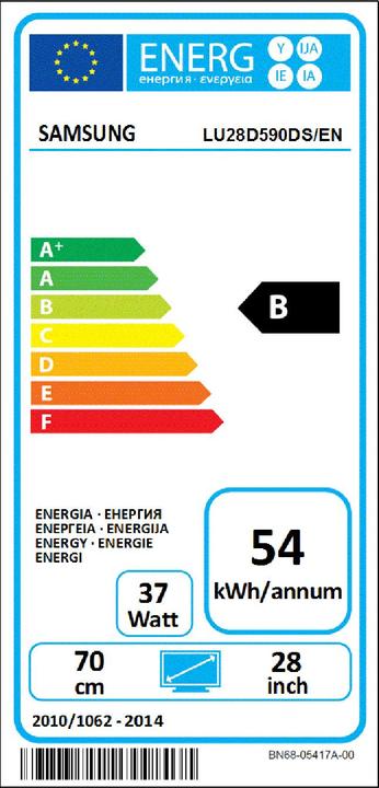 Label énergétique Samsung U28d590d (3840 x 2160 pixels, 28")