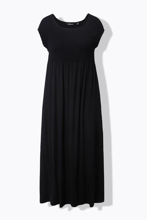 Actual product image Ulla Popken Solid Smocked Bodice Stretch Knit Maxi Dress (46)