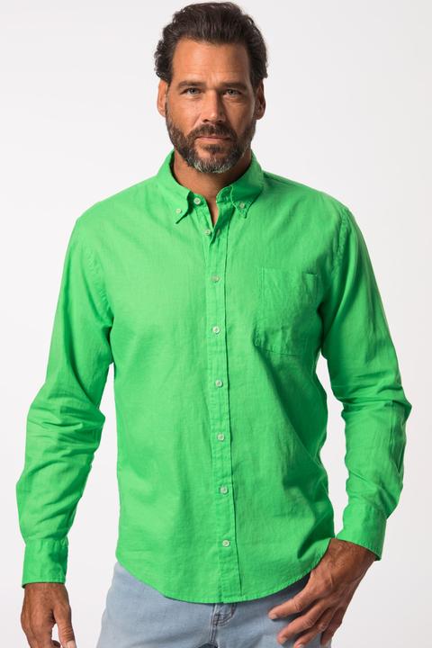 Image du produit JP1880 Chemise en lin mélangé. Manches longues et col à pointes boutonnées - coupe Modern Fit (3XL)