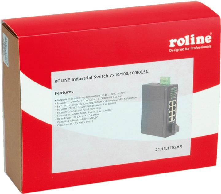 Produktbild Roline Industrie Switch 7x RJ-45, 1x SC, unmanaged (8 Ports)