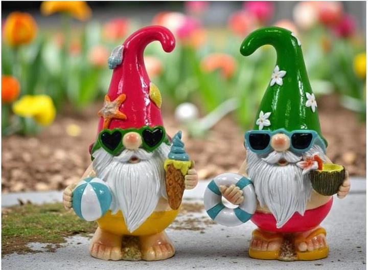 Produktbild GuGus Gartenzwerg Beach 2er Assortierung aus Polyresin 8cm x 11cm x 18cm