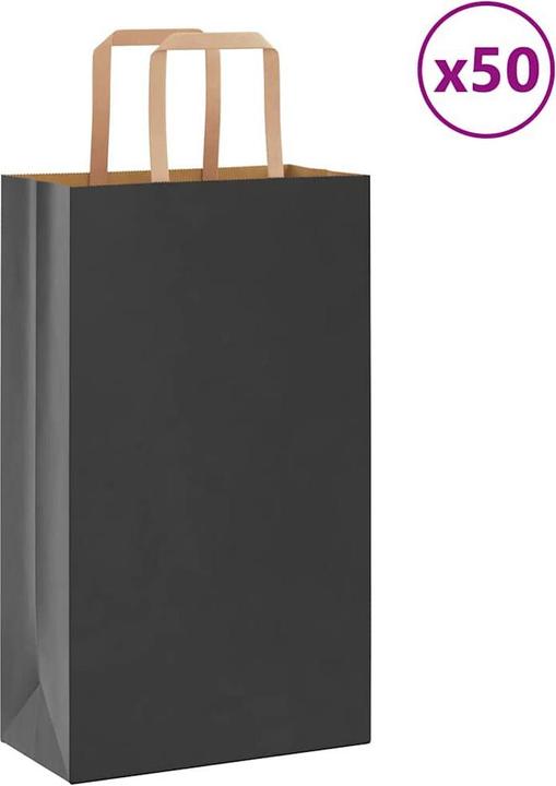 Actual product image vidaXL Kraft paper bags 50 pcs. with handle black 21x11x36 cm paper bag (Gift bag, 50 x)