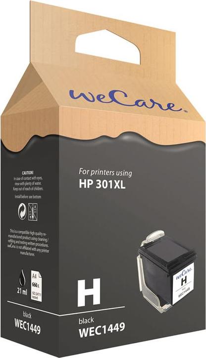 Actual product image Wecare Ink 301XL rebuilt black CH563EE for HP DeskJet 2050 21ml (FC)