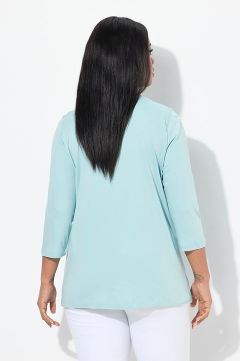 Image du produit Ulla Popken Chemise, coupe trapèze, col rond, manches 3/4, coton Pima (46, 48)