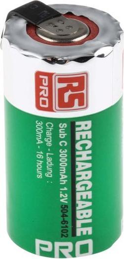 Actual product image RS PRO Battery NiMH SC 1.2V 3000mAh (1 pcs., Sub-C, 3000 mAh)