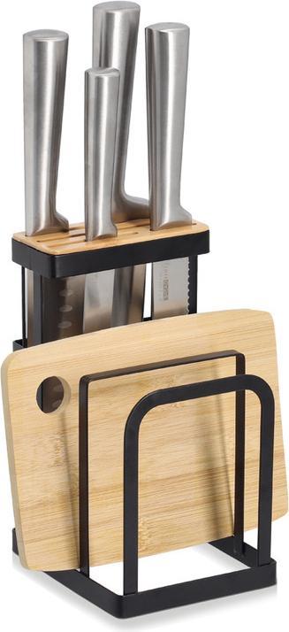 Produktbild Zeller Present Messerblock mit Brettchenständer Metall Bambus 12x14x22 cm