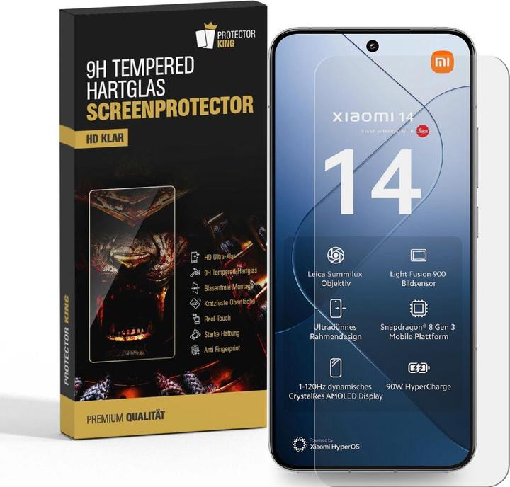 Actual product image Protectorking 6x echtes Tempered 9H Panzerglas HD KLAR (6 pcs., Xiaomi 14)