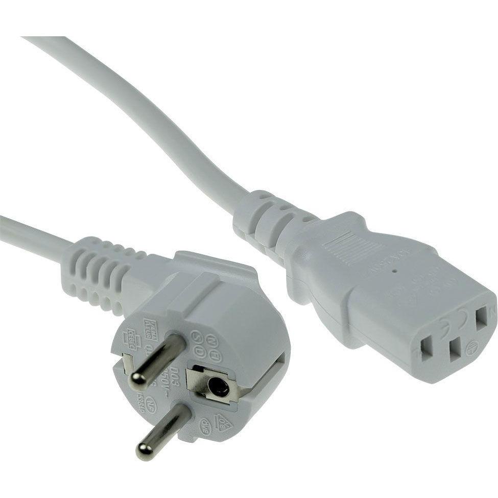 ACT Powercord mains connector CEE 7/7 male (angled) - C13 white 0.5 m (0.50 m), Stromkabel